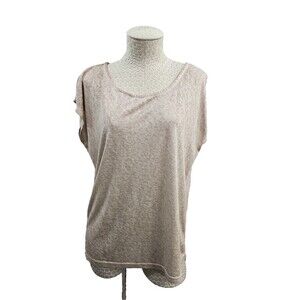 KSD Women's L/XL Coco + Carmen Beige Batwing Beige Lace Detail Blouse Shirt Top